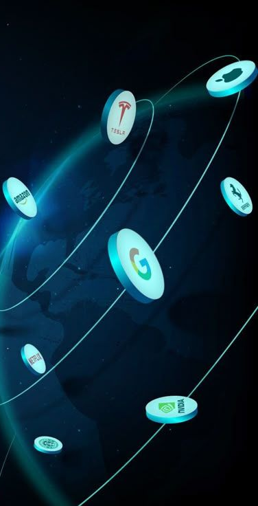 A globe surrounded by luminous orbital routes and payment emblems